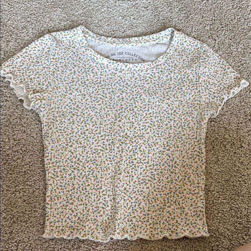 Aeropostale Floral Crop Top - White and Multicolor